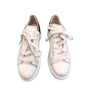 Alexander McQueen White/Black Leather Oversized Sneakers